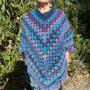 New Hand Made Multi color Pancho For Women, one size fits all.